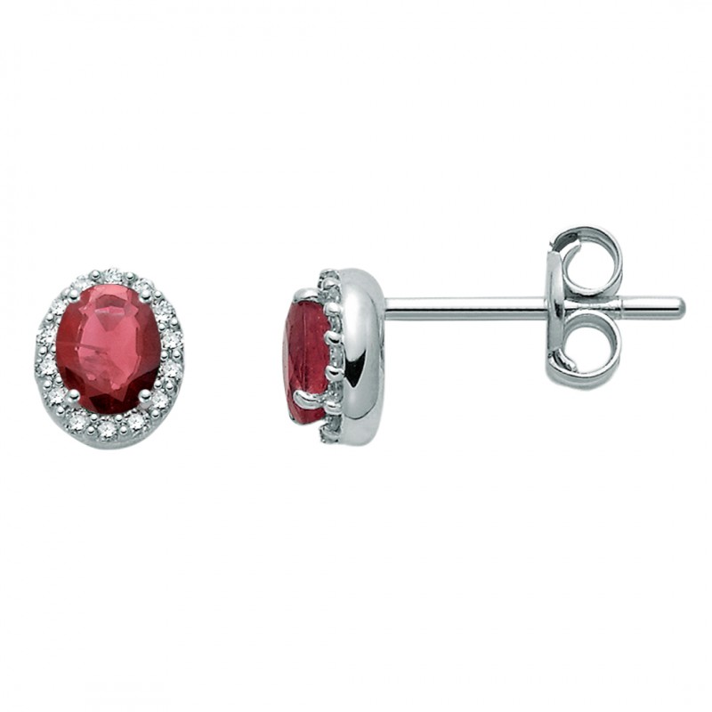 Orecchini Miluna In Oro Bianco Rubini E Diamanti